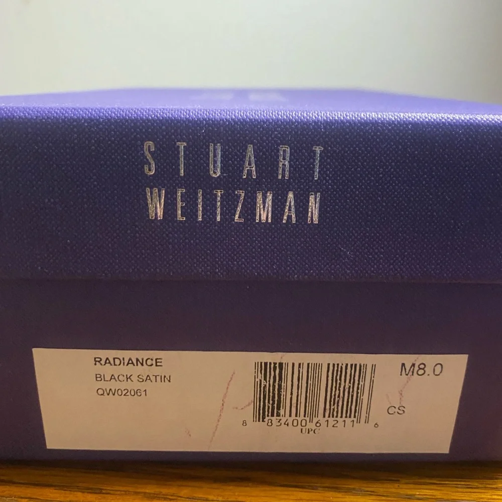 STUART WEITZMAN Women's Shoes Satin Mesh Open Toes Black Pumps Size 8 M Art Deco